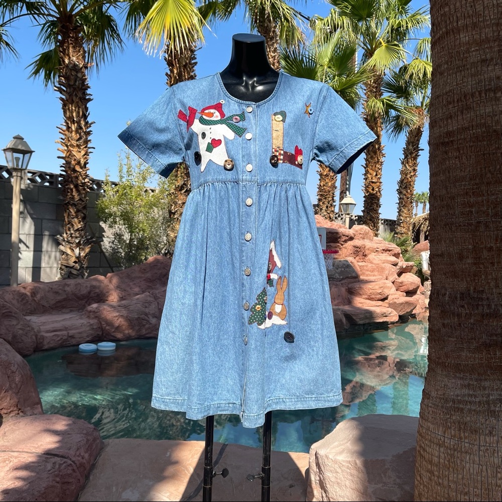 Vintage Apache Womens Denim Christmas Dress Size S